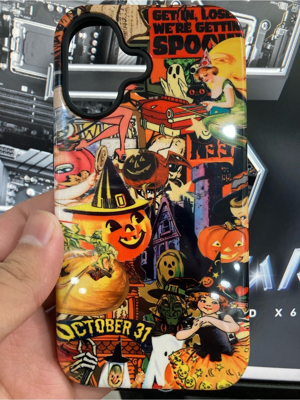 Halloween Graphic Phone Case - Orange Multi-Color